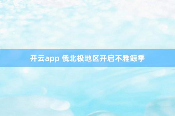 开云app 俄北极地区开启不雅鲸季