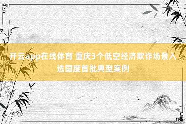 开云app在线体育 重庆3个低空经济欺诈场景入选国度首批典型案例
