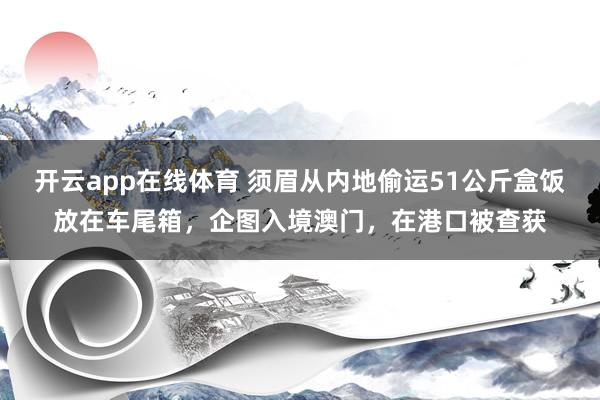 开云app在线体育 须眉从内地偷运51公斤盒饭放在车尾箱，企图入境澳门，在港口被查获