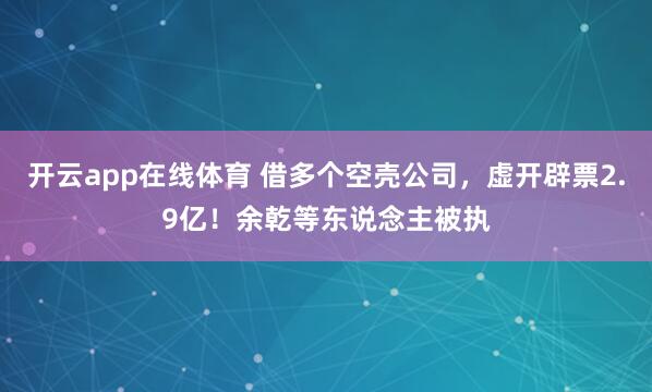 开云app在线体育 借多个空壳公司，虚开辟票2.9亿！余乾等东说念主被执