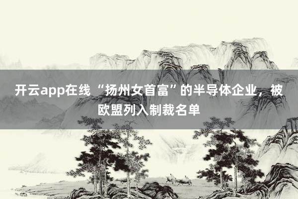 开云app在线 “扬州女首富”的半导体企业，被欧盟列入制裁名单