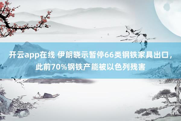 开云app在线 伊朗晓示暂停66类钢铁家具出口，此前70%钢铁产能被以色列残害