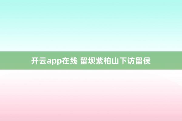 开云app在线 留坝紫柏山下访留侯