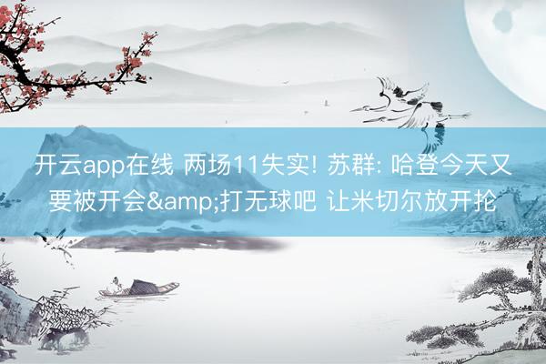 开云app在线 两场11失实! 苏群: 哈登今天又要被开会&打无球吧 让米切尔放开抡
